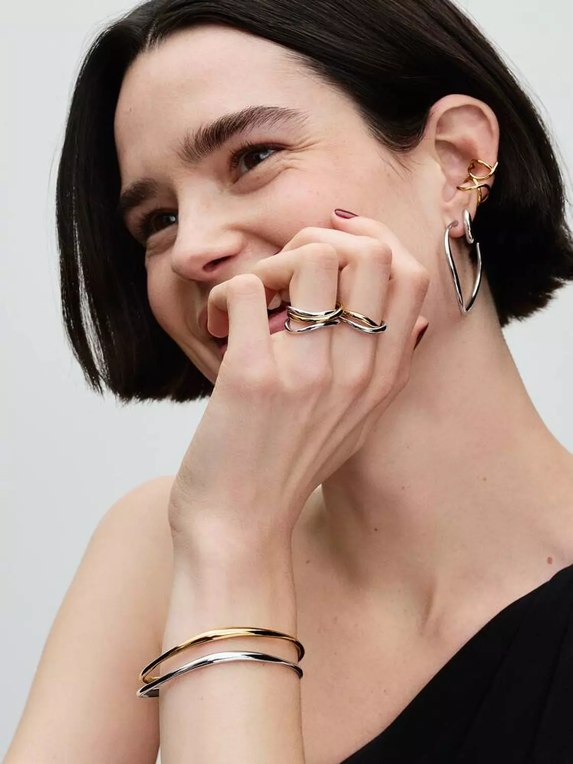 Organically Shaped 42 mm Open Hoop Earrings 2