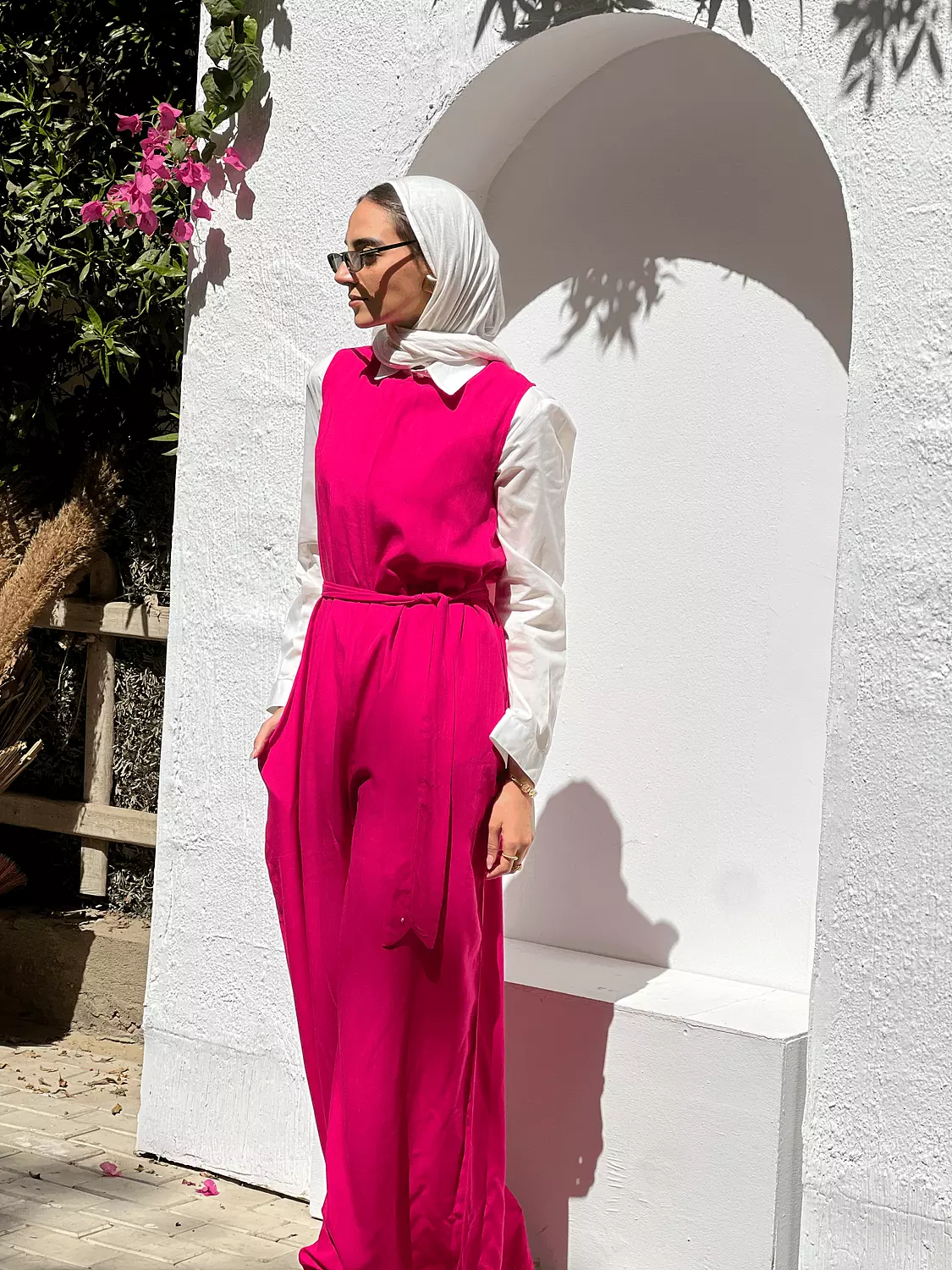 Linen Jumpsuit in Fuchsia 2