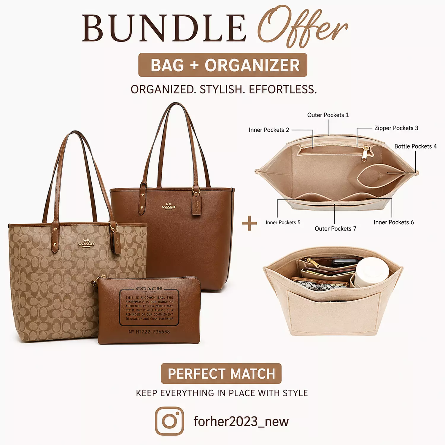 The Perfect REVERSIBLE COACH TOTE BAG Bundle light brown image