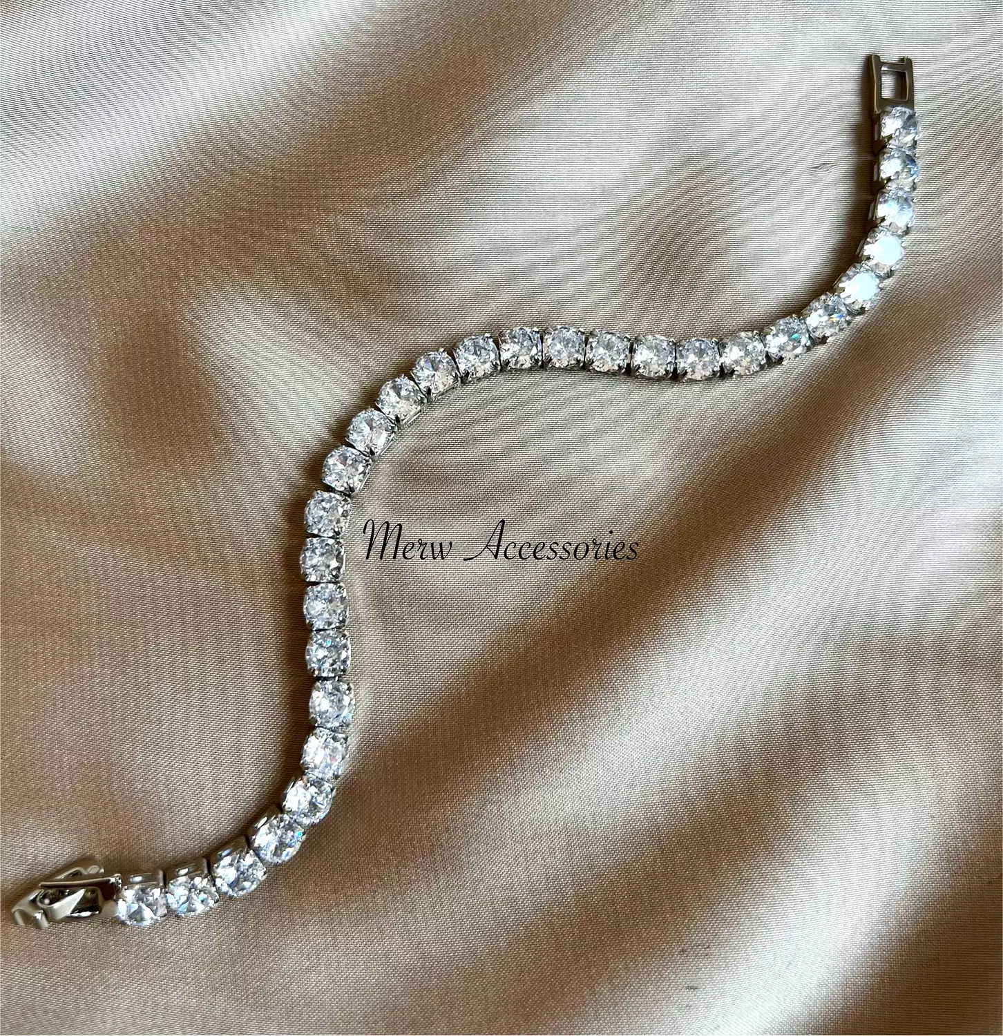 Silver tennis bracelet. image