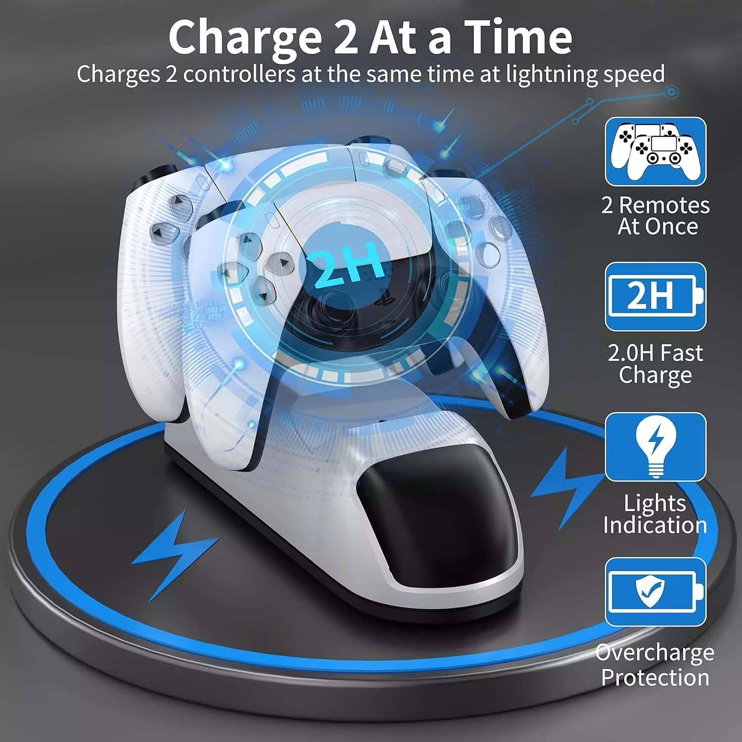 DOBE Digital Dual Charging Dock for PS5 Controllers for Fast and Safe Charging 2