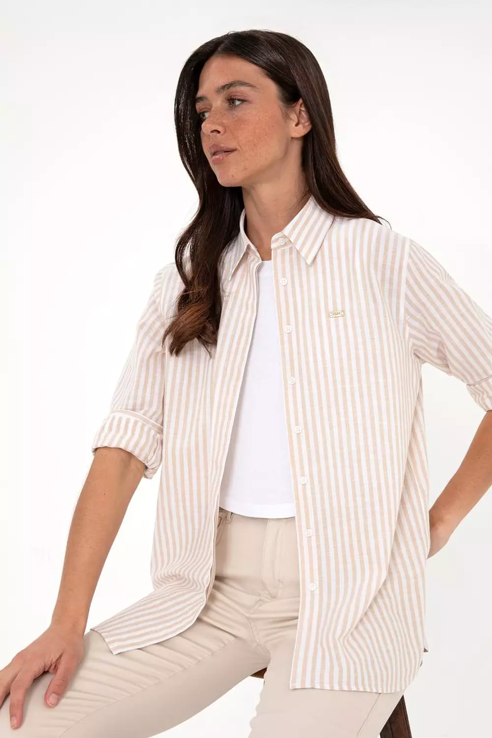 Women's Striped Stone Long Sleeve Tunic Shirt new POLO   4
