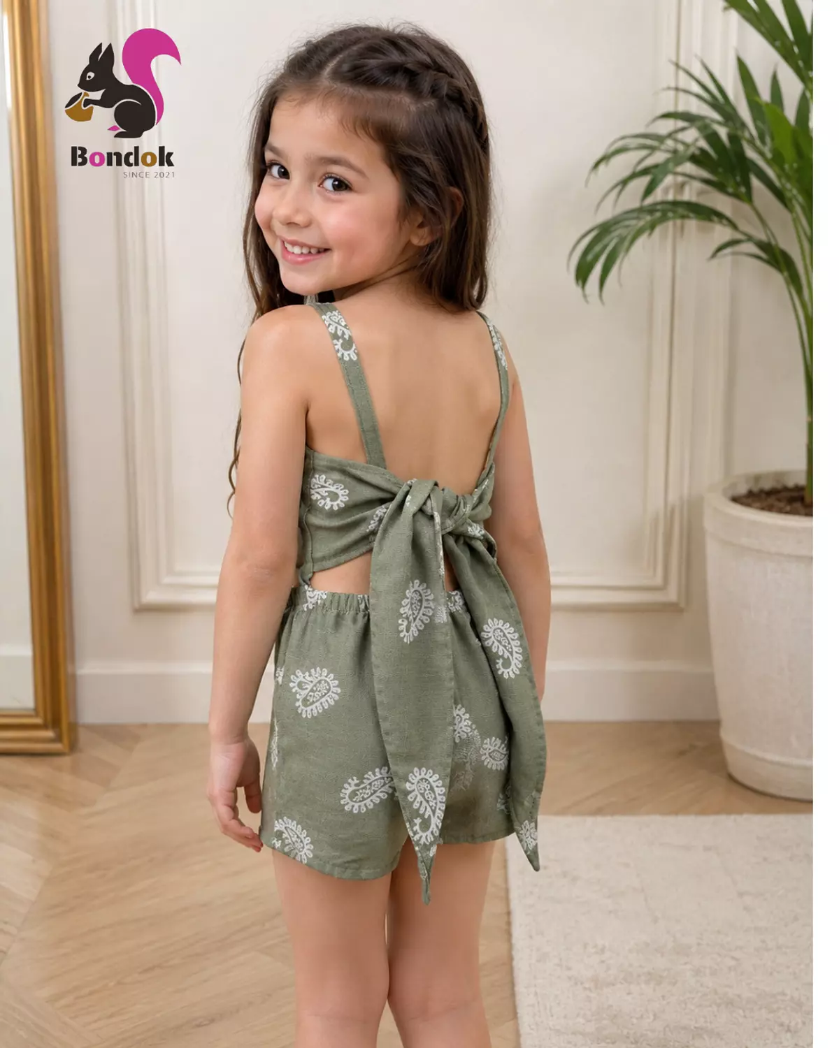 Girls’ Paisley Print Tie-Back Romper  image