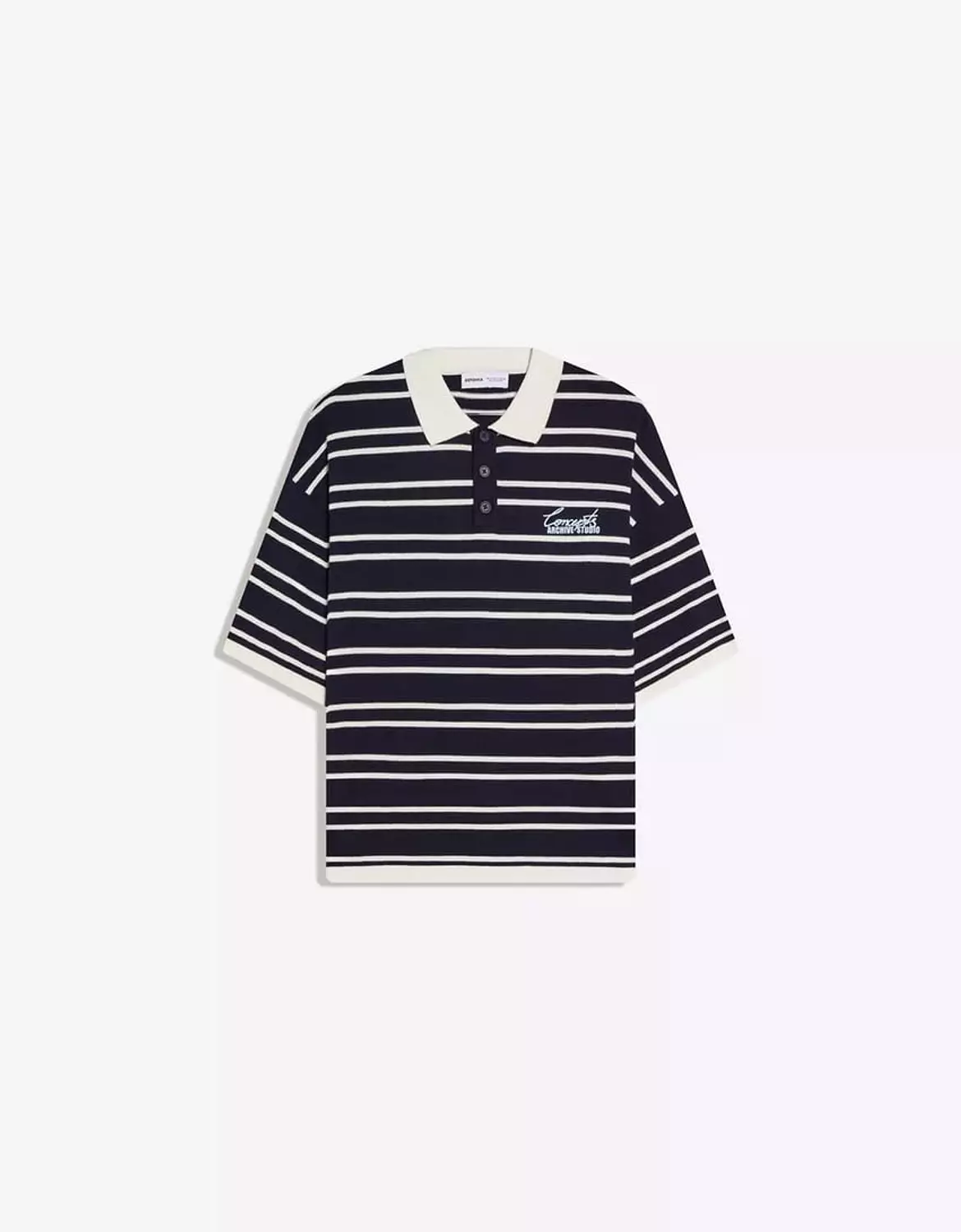 BERSHKA STRIPED GRAPHIC POLO SHIRT 3