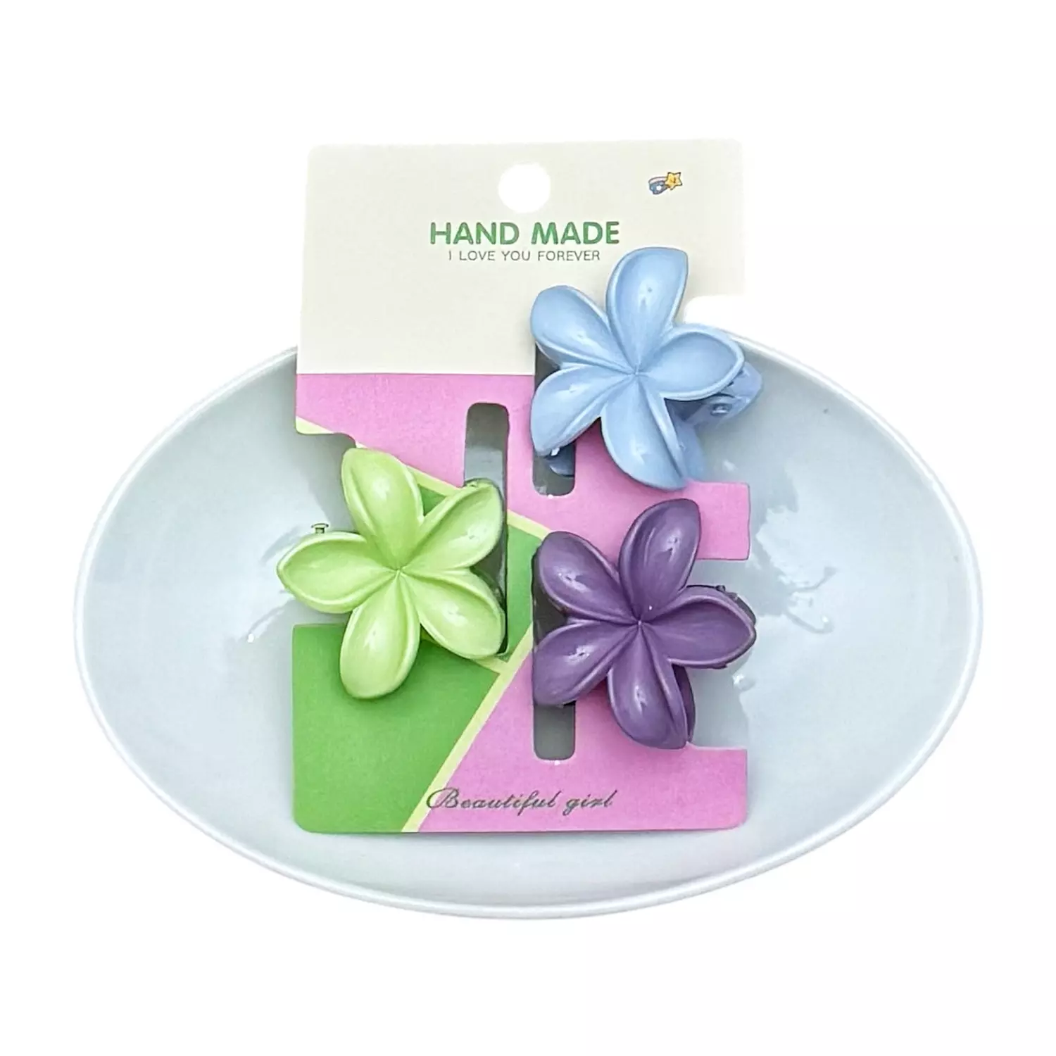 3 Pc Small Plumeria Claw Clips Set F image