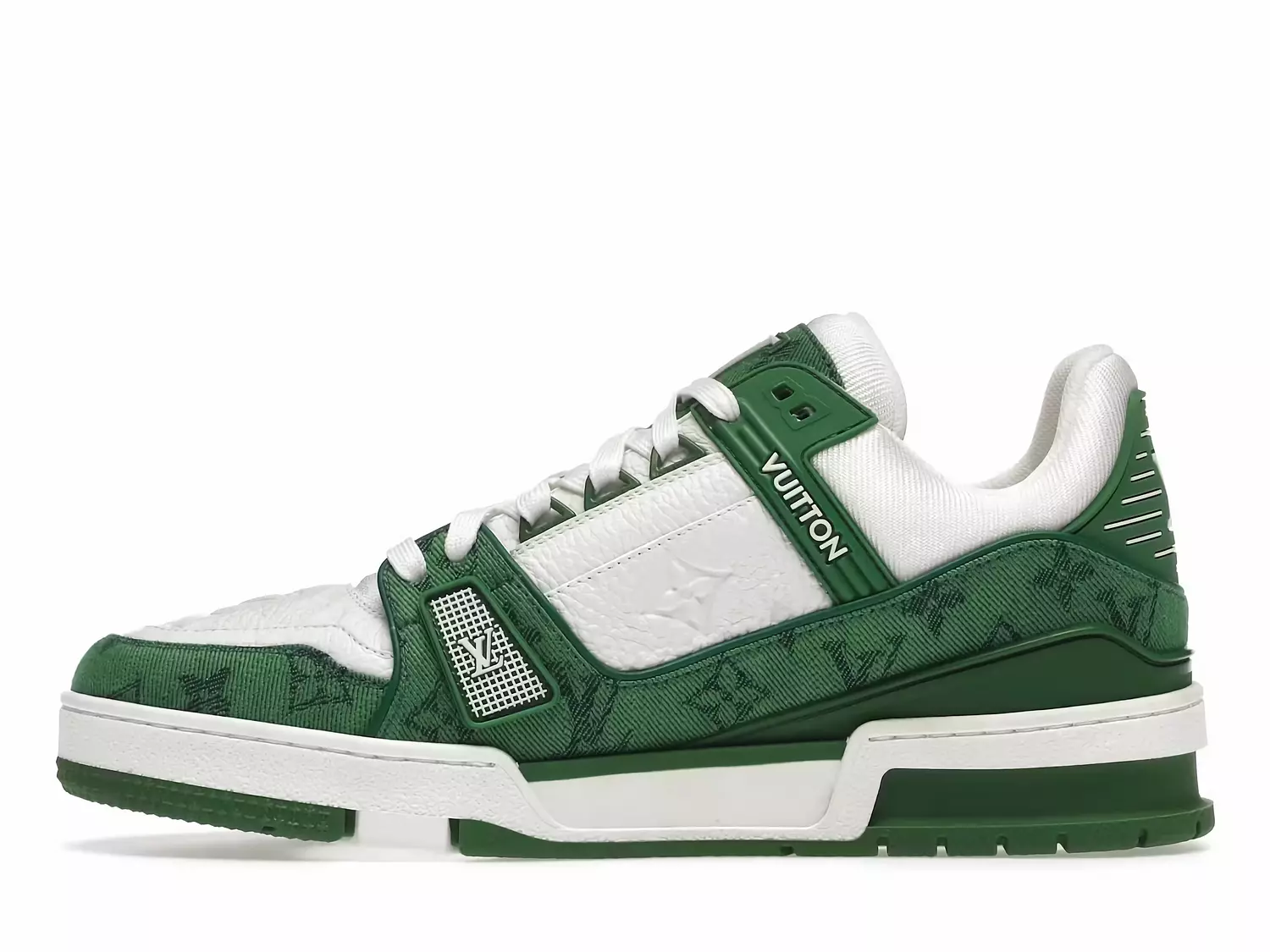 Louis Vuitton Trainer Green Monogram Denim White 2