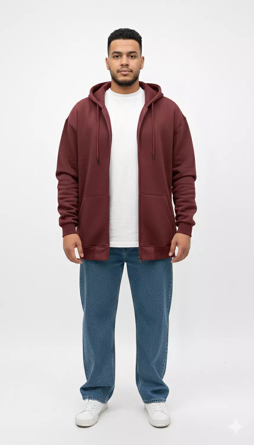 Unisex Plus Size Daily Comfort Full-Zip Hoodie 9