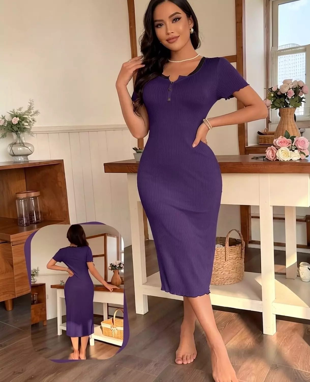Ribbed Midi House Dress hover image