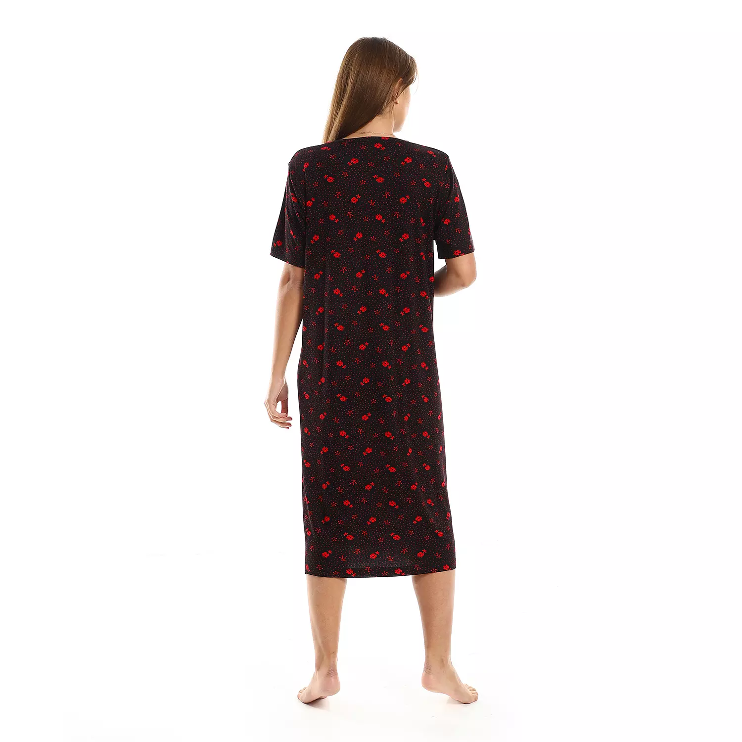 Women Sleepshirt Water Drops -2450- Black-Red 3