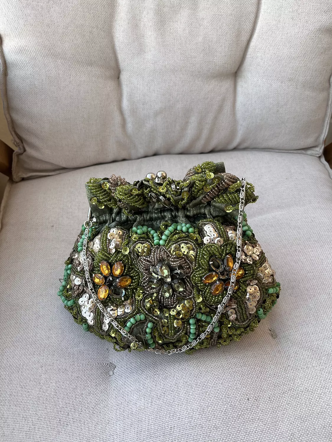Unique handmade green bag 3