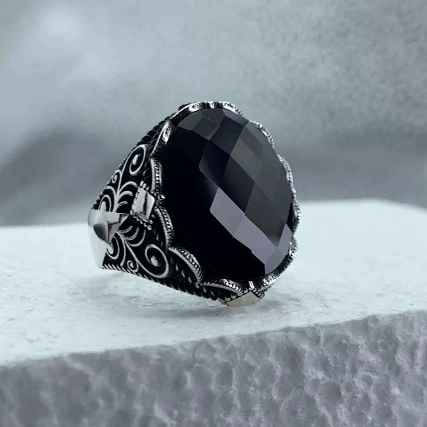 Black stone ring image