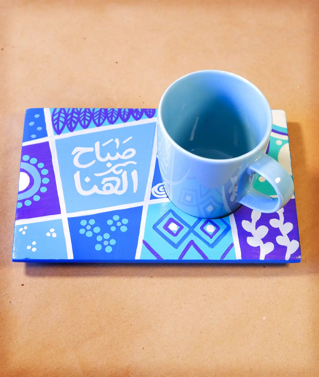 Coaster mug -sun squares blue  image