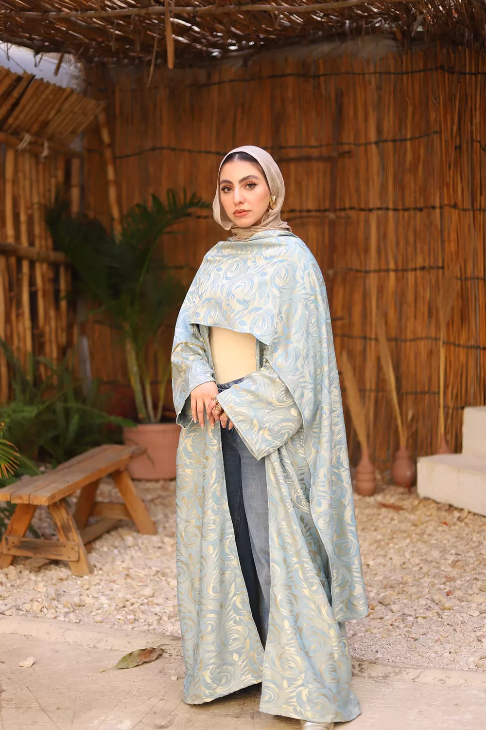 Baby blue & gold Jacquard   7