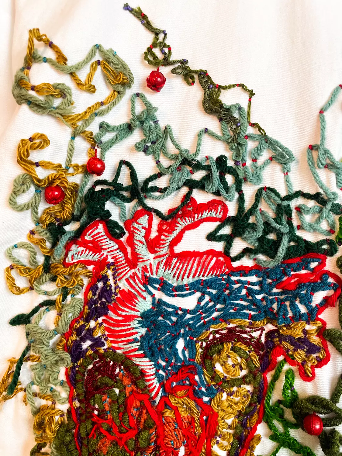 “The Heart of the tree ” Hand-Embroidered cotton Shirt 3