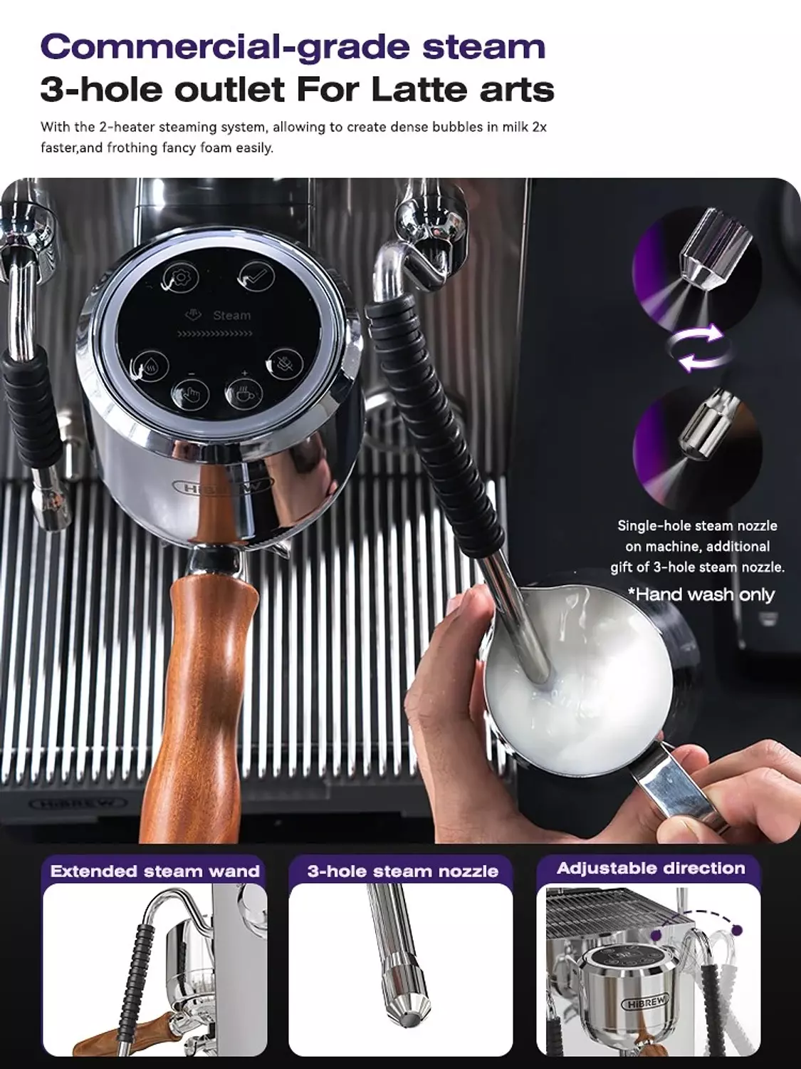HiBREW H21 Dual Boiler Espresso Machine — Extraction Commander 2