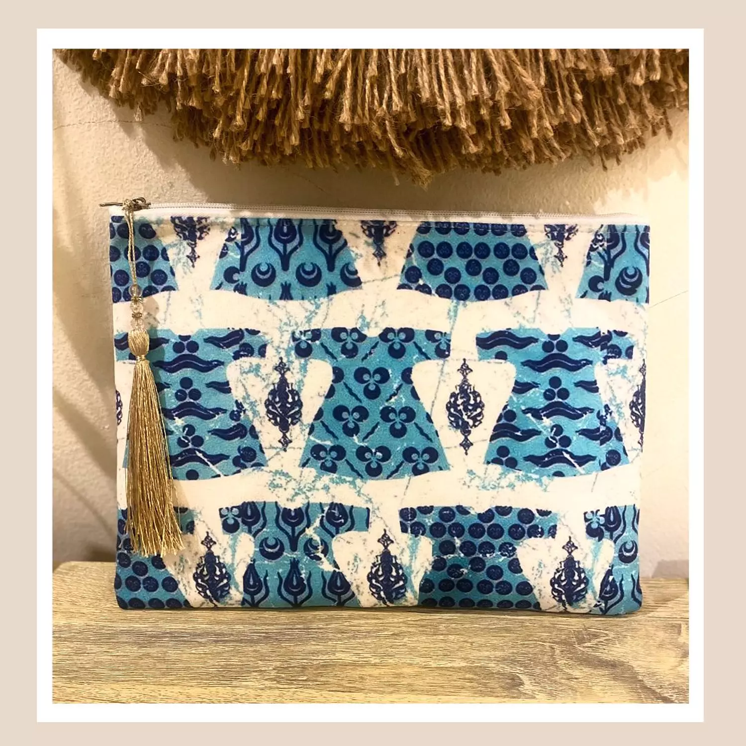 The Blue Kaftan Gold Tassel Pouch 4
