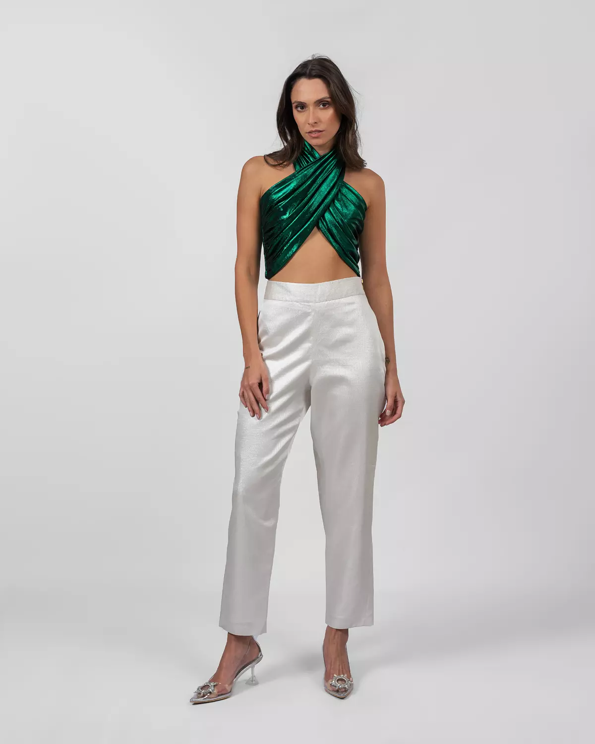 Shimmery Emerald Halterneck Top hover image