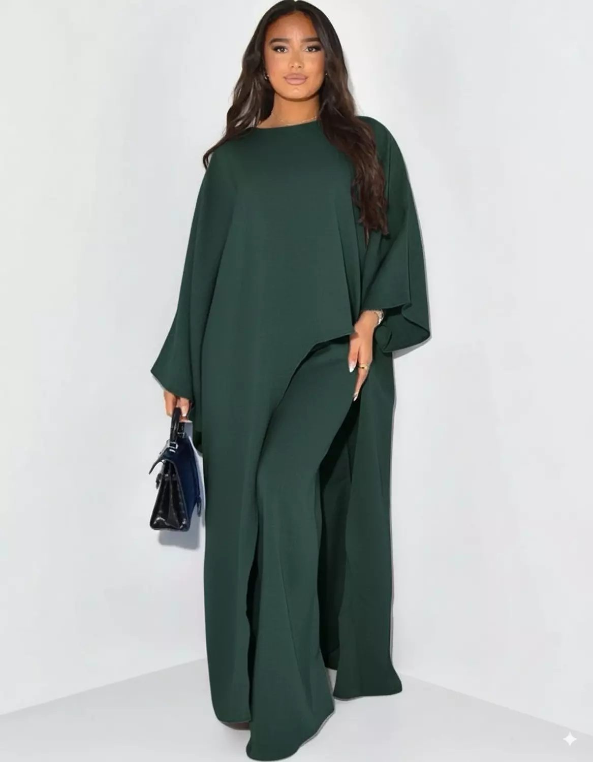 Flowing Linen Pant Set with Draped Tunic image