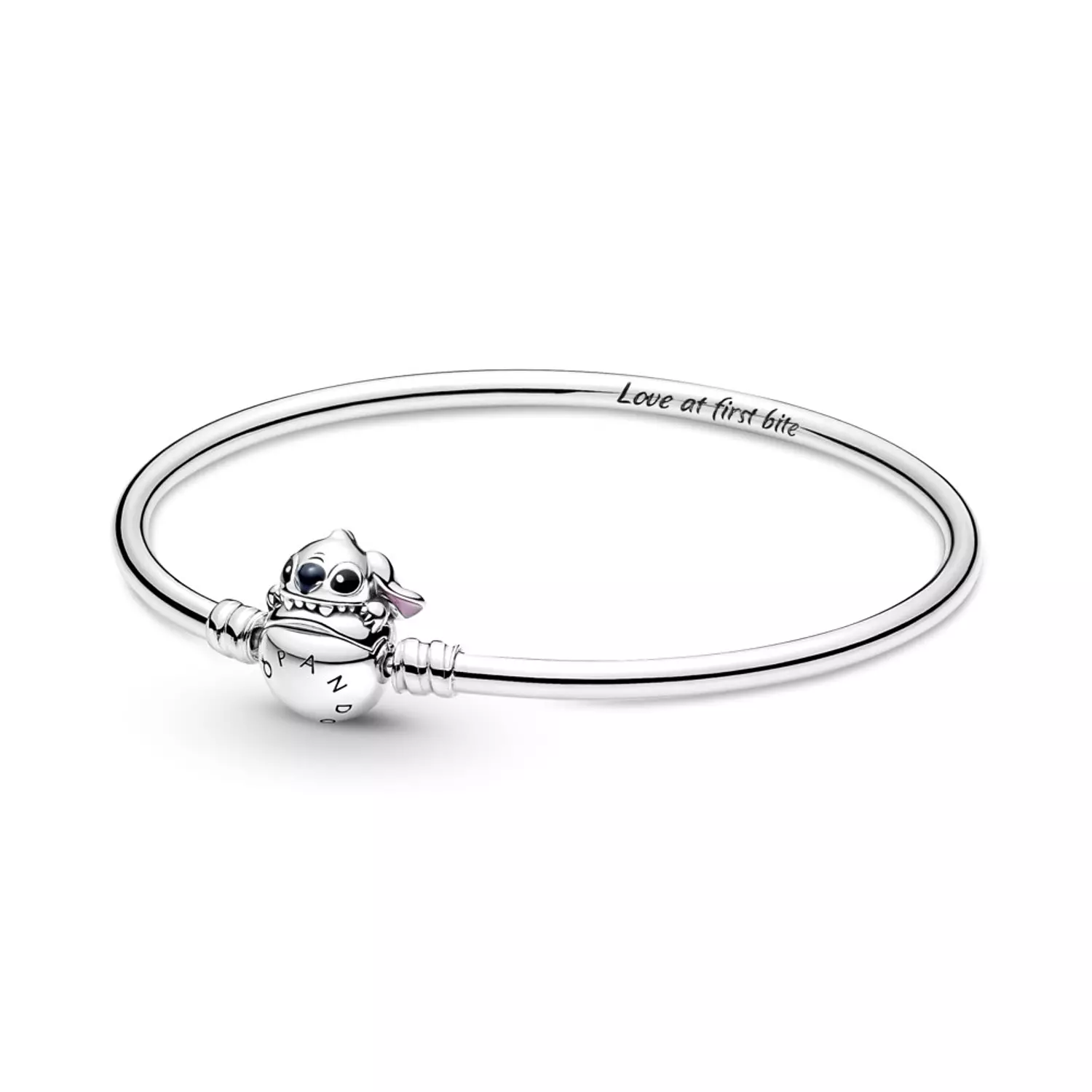 Disney Stitch sterling silver bangle with black, blue and purple enamel image