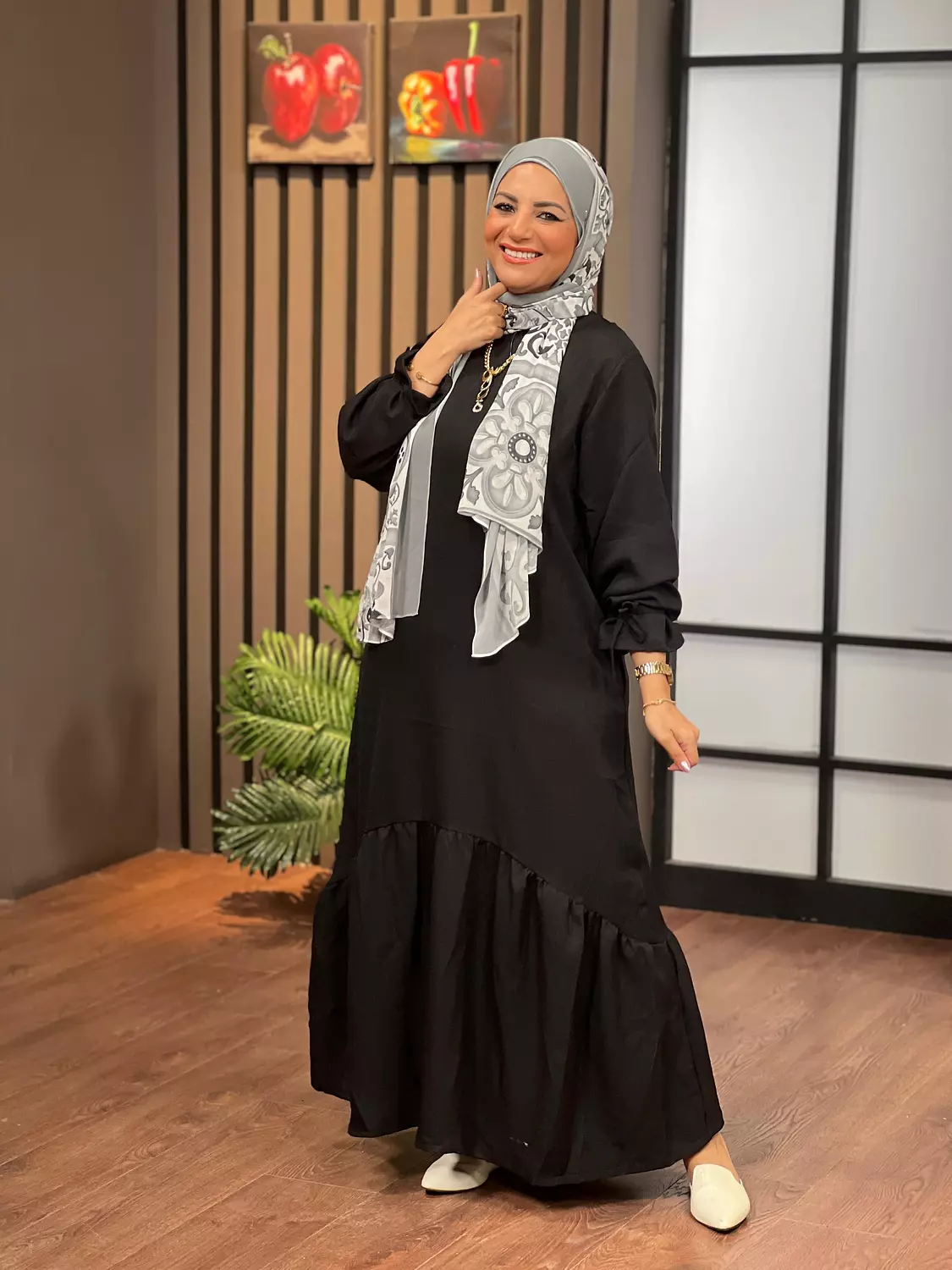 Ribboned Linen Dress - Black image
