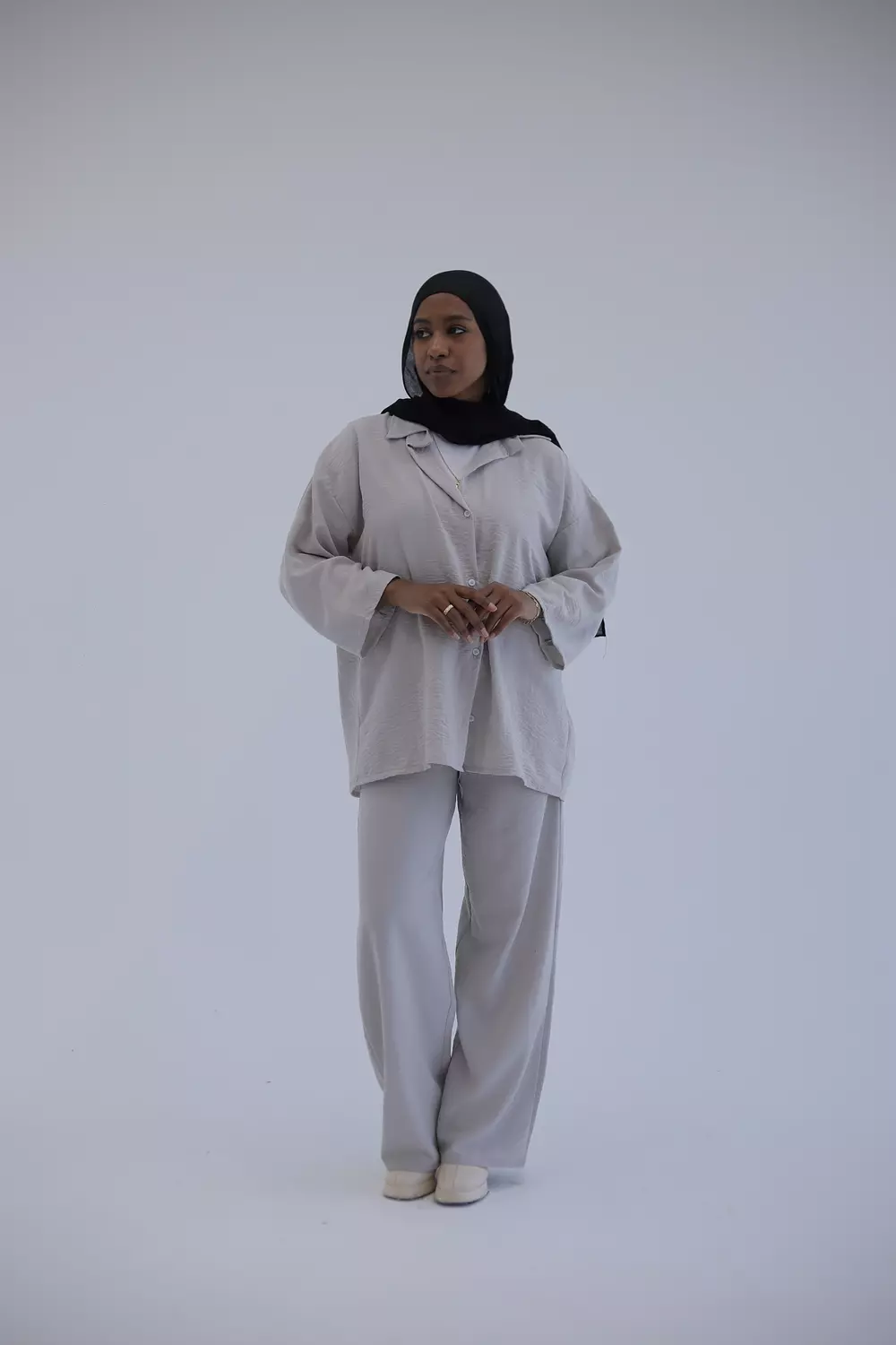 Light gray linen suit image