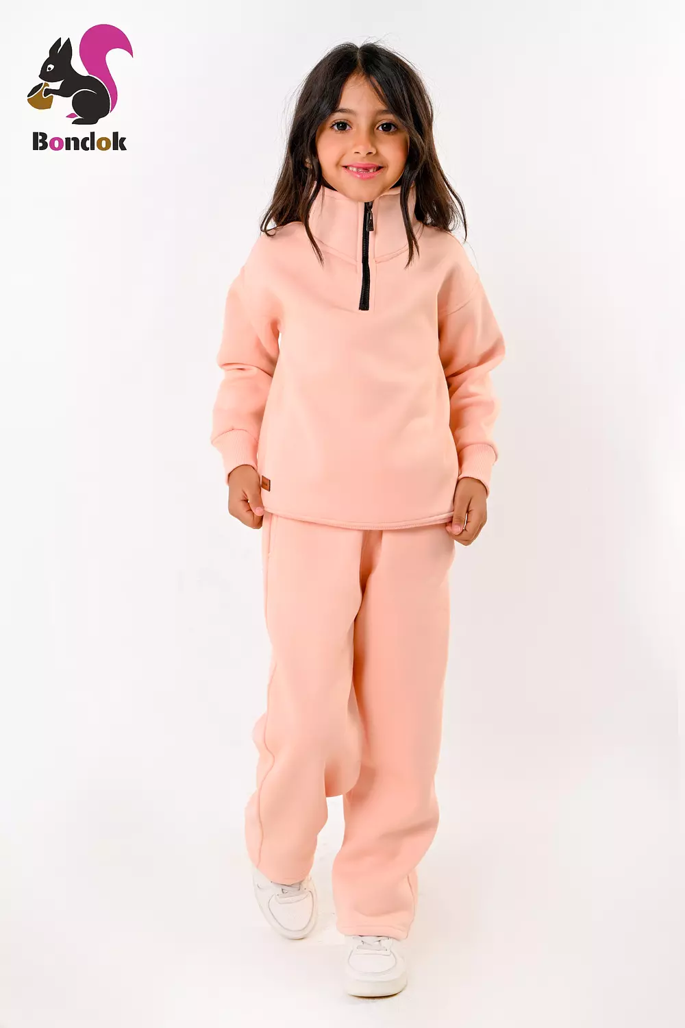 BONDOK Kids Tracksuit Set – Girls¼-Zip Stand-Collar Sweater & Jogger Pants, Comfy Fit – Ages 4–14 2