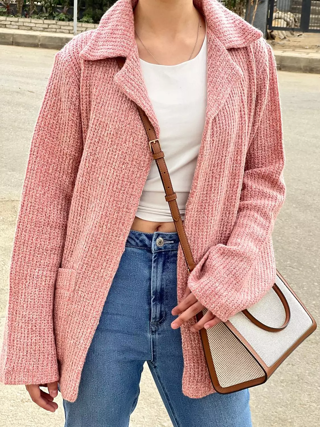 Knitwear jacket one size pink color image