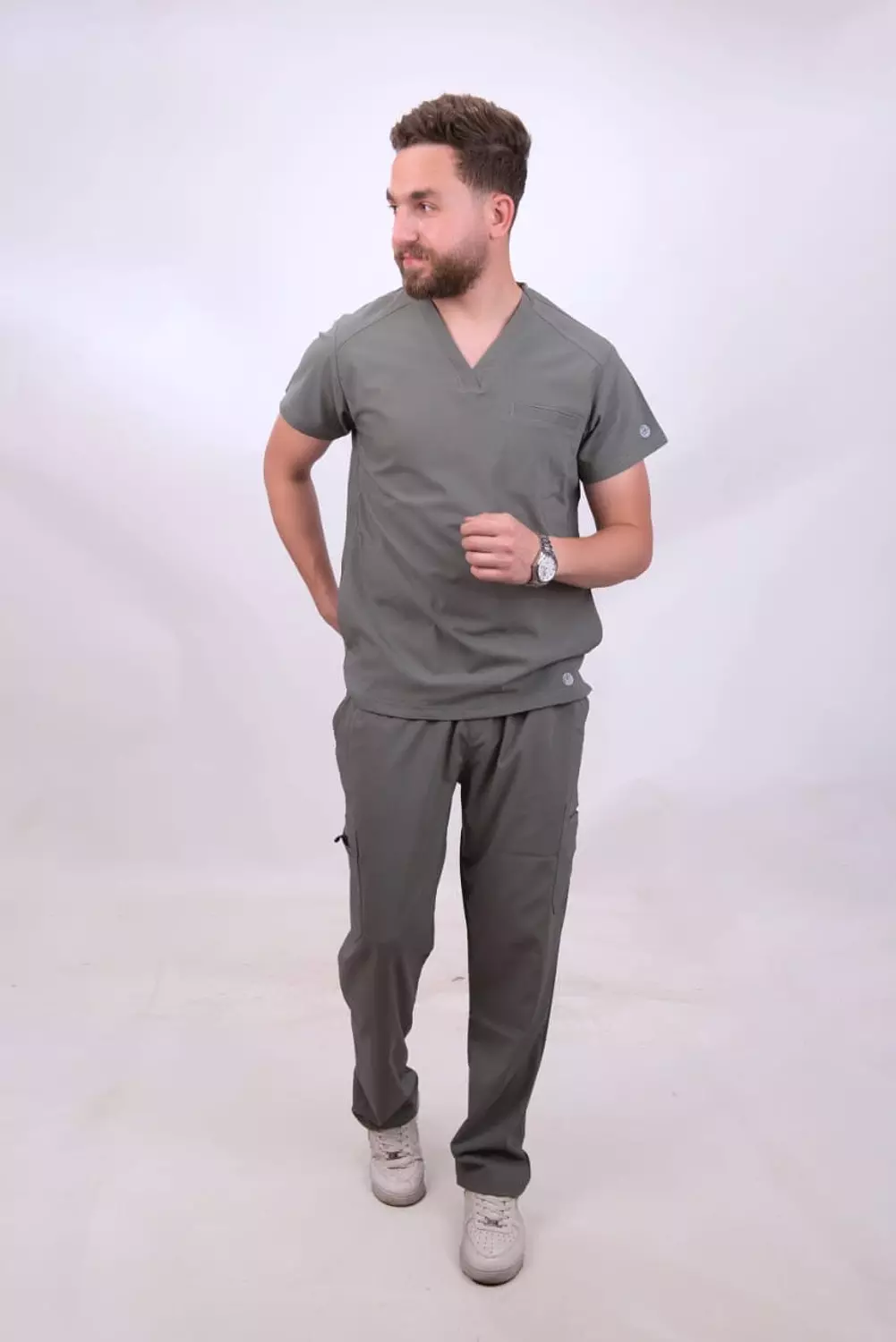 V Neck Olive Scrub  size XXXL( Premium Quality) image