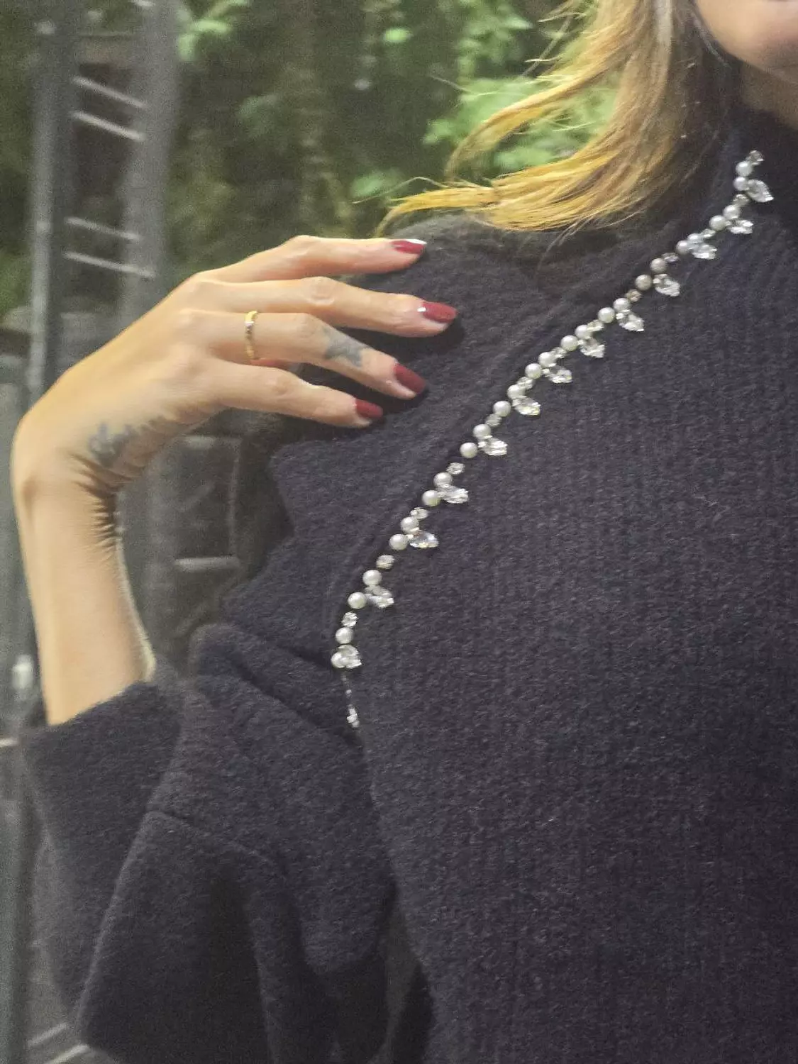 Black wool Pullover with diamonds hover image