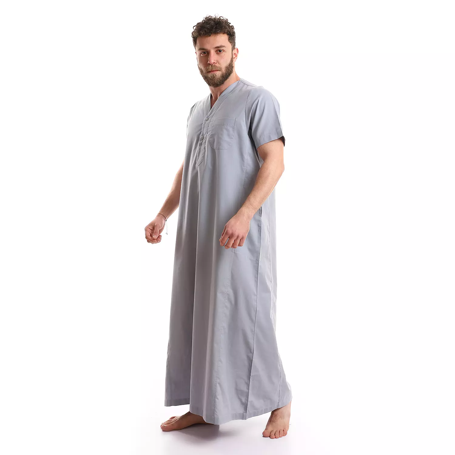 Men Galabeya Short Sleeves -2260- Grey  2