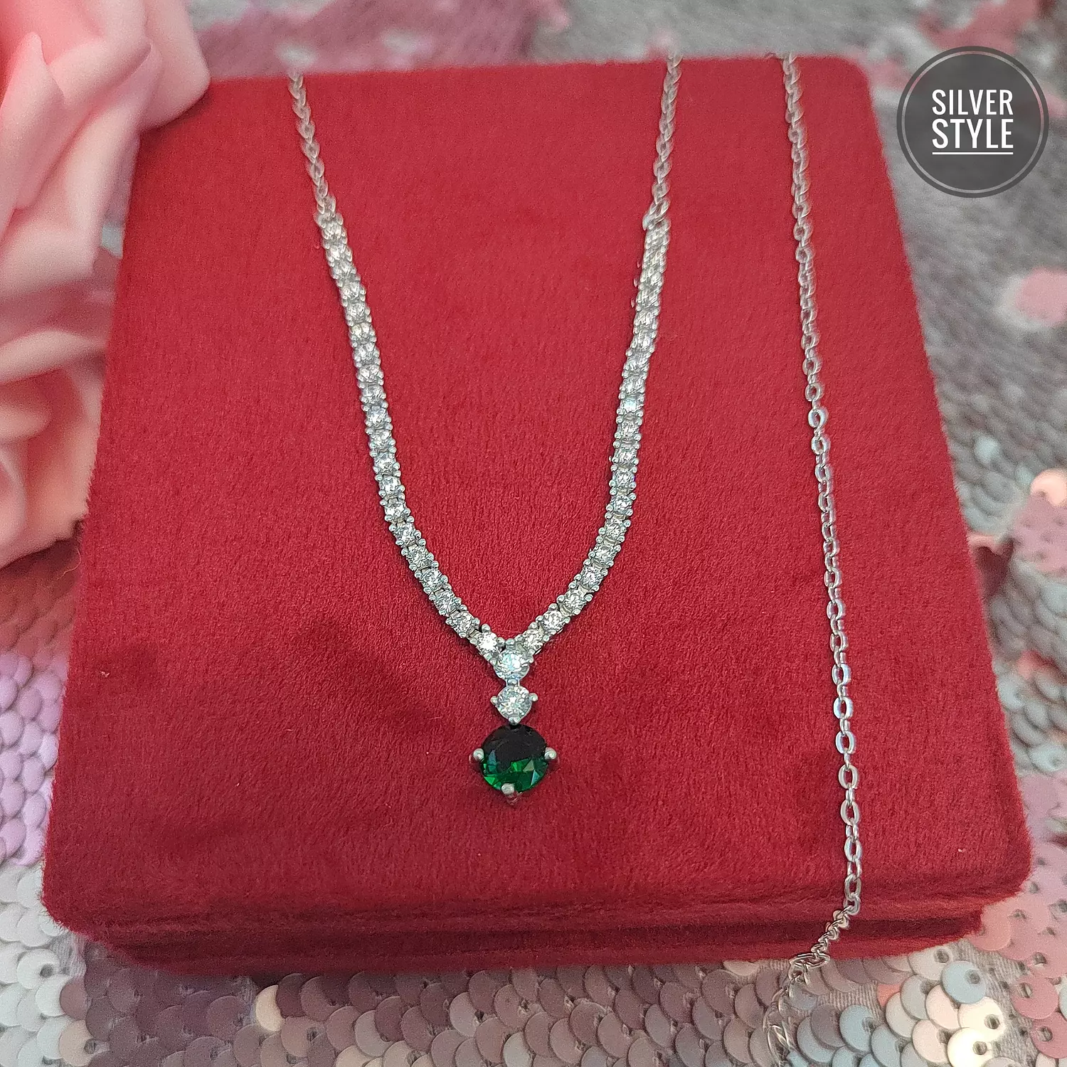 Green Tennis Necklace  1