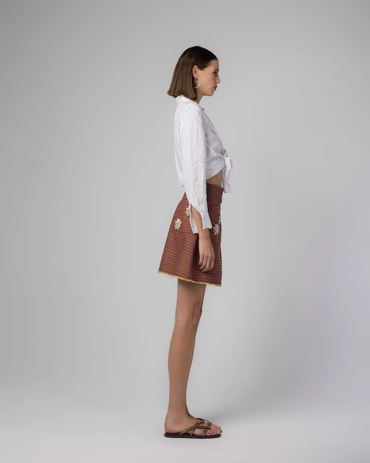 ORANGE CHECKS MINI SKIRT hover image