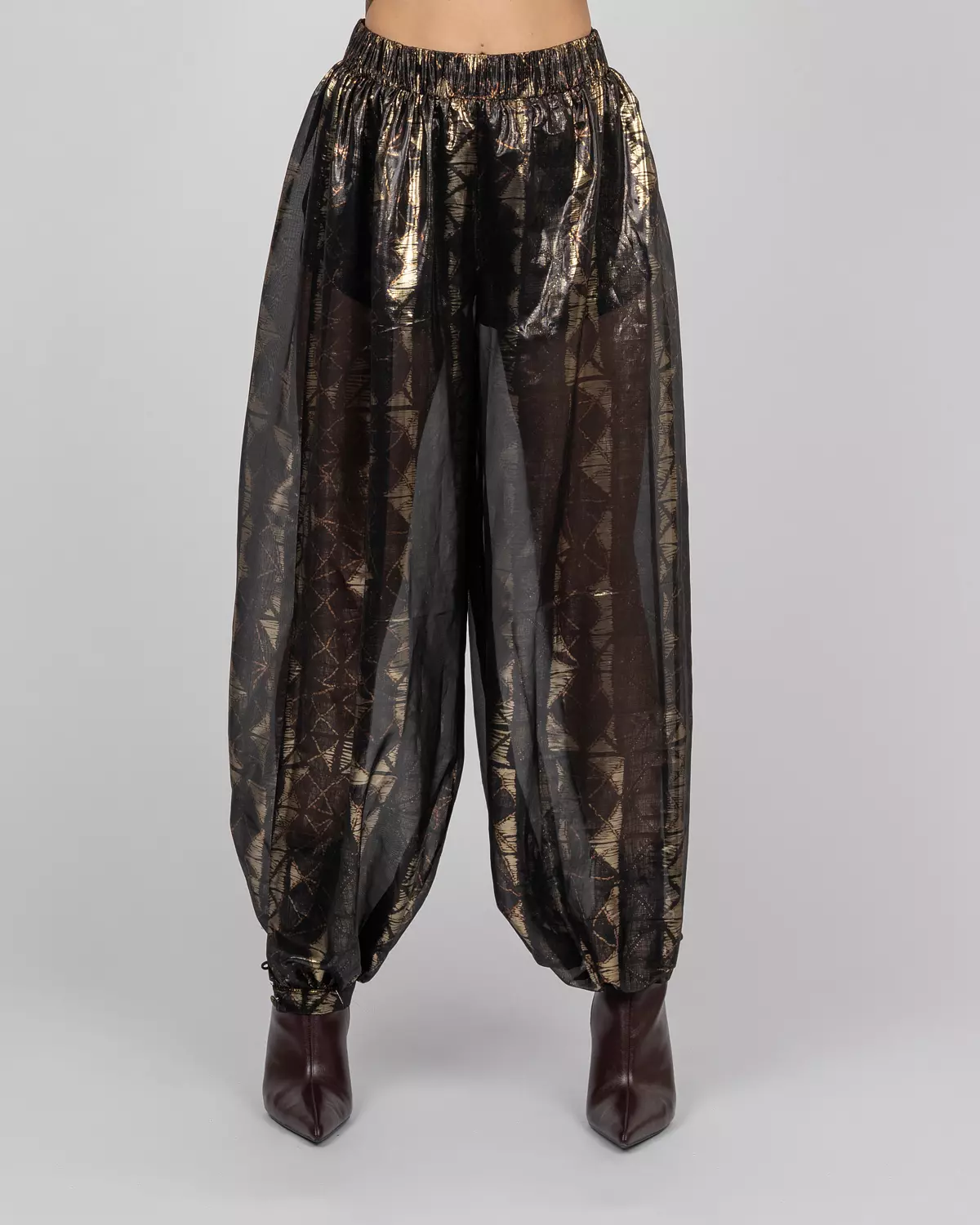 Sheer black silk balloon trousers image