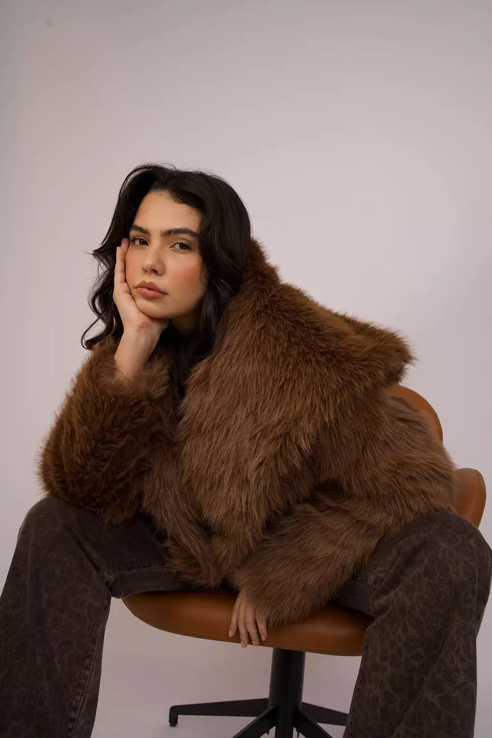 Imported fur jacket with elegant collar  5