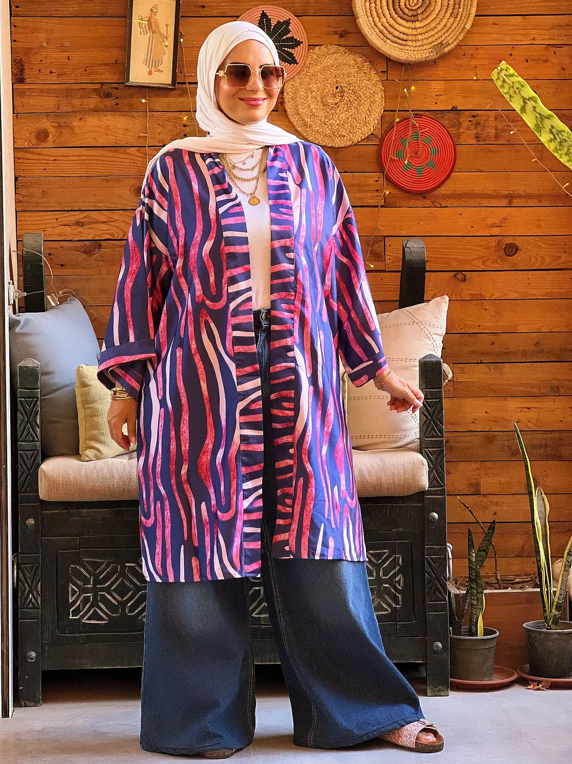Zibra kimono - Blue and Fuchsia  image