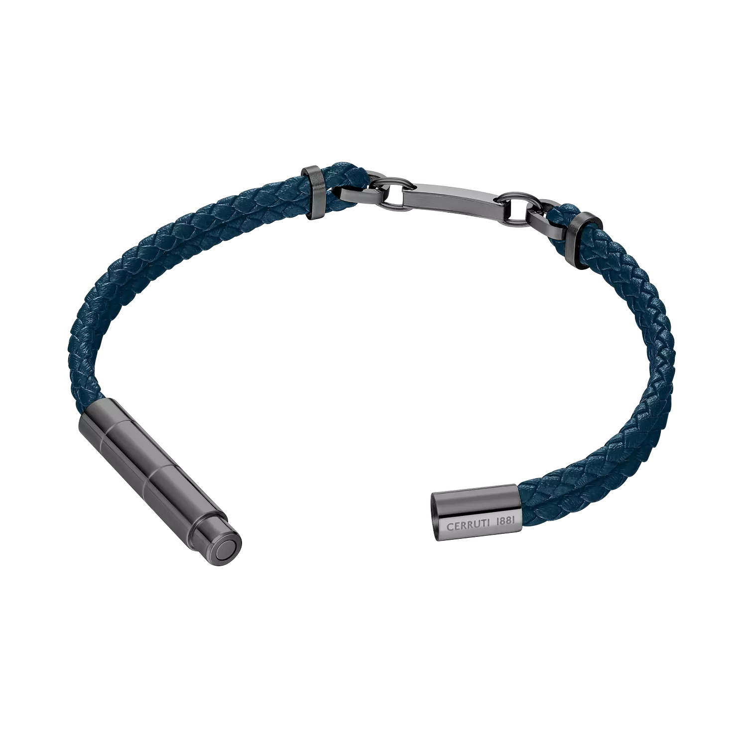 Cerruti 1881 Men's Sandro IP Plated Blue Textured Bracelet Leather CIAGB0014302 2