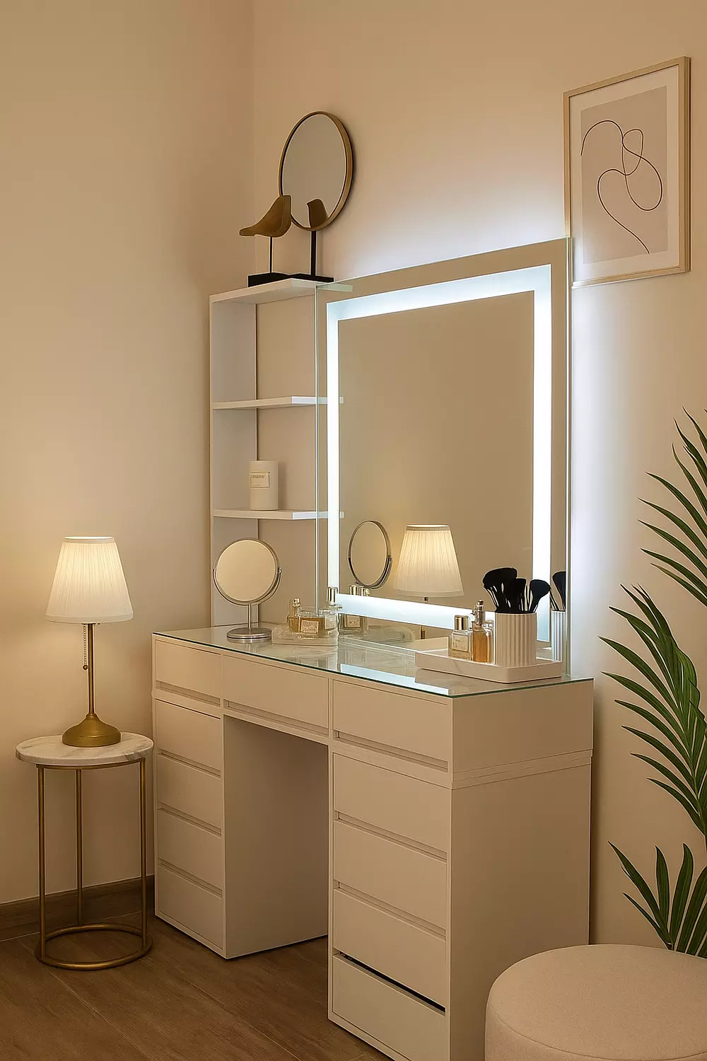 Makeup vanity mirror with led image