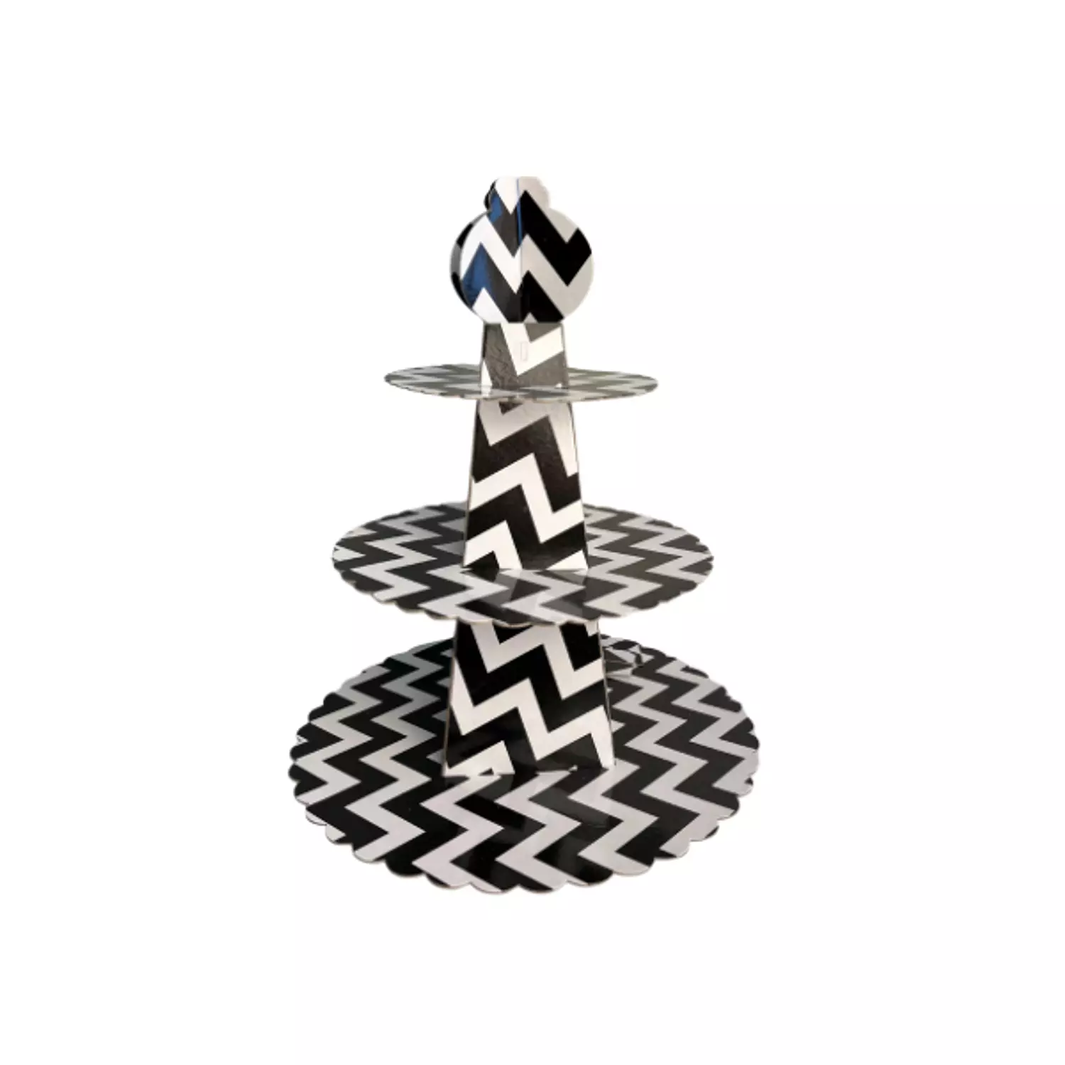 Black & White Zigzag Cupcake Stand image
