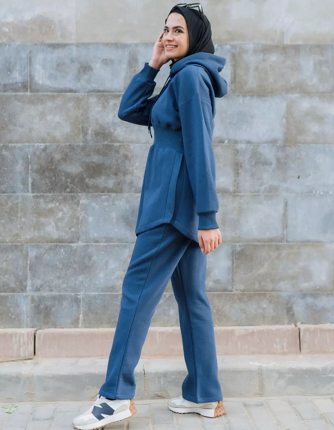Waisted Hoodie set - Navy blue 1