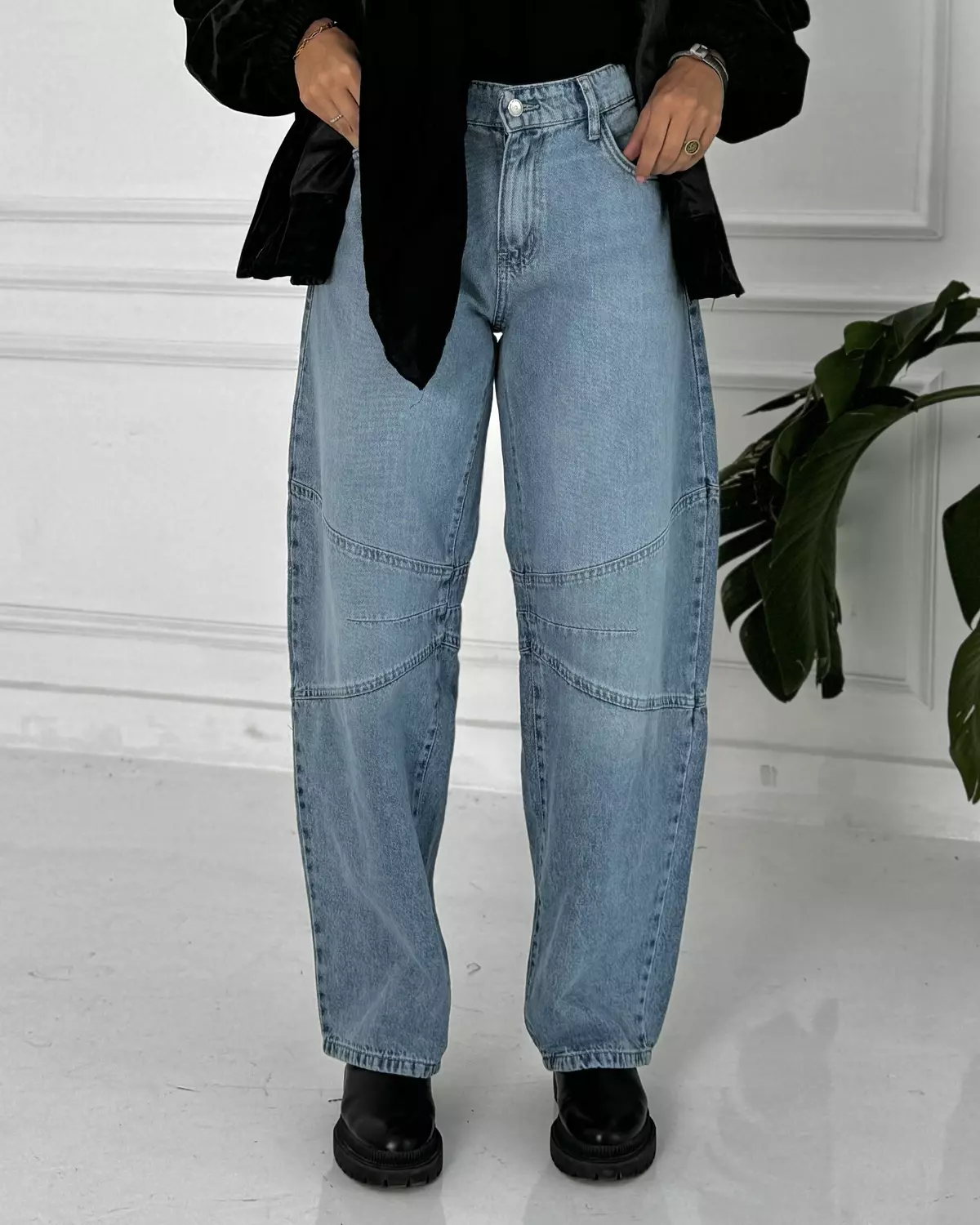 Balloon denim pants