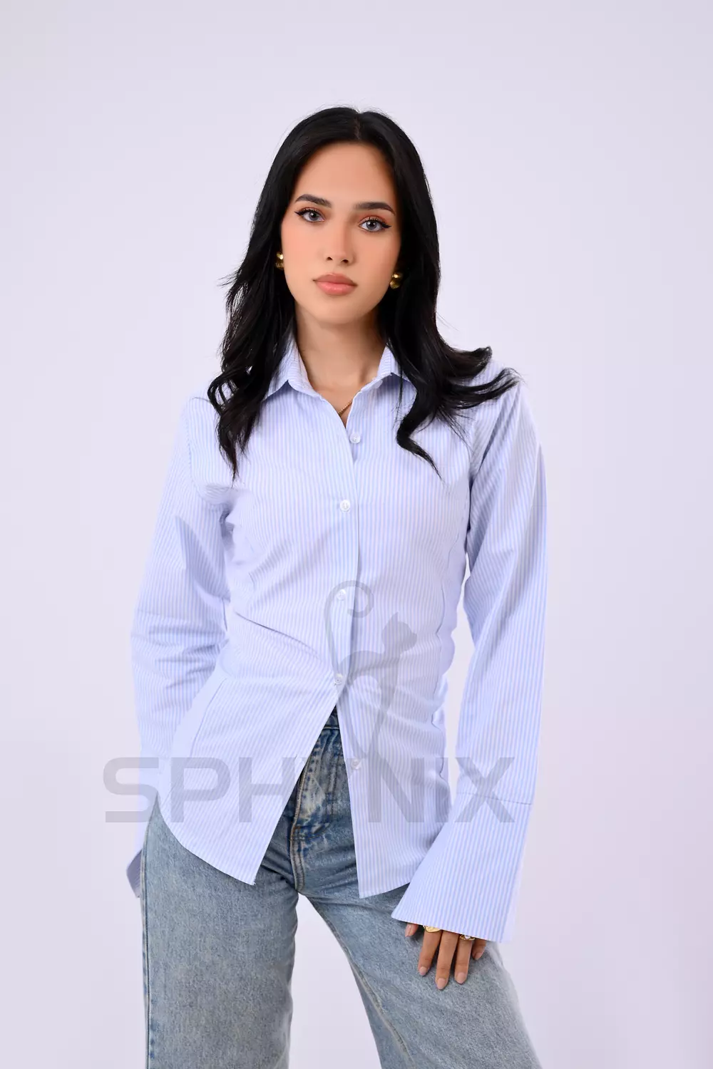 Casual Striped Slim Shirt with Ribbons 6