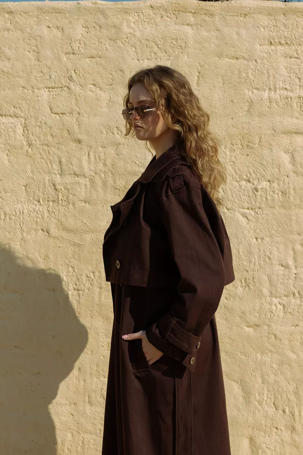 Convertible Trench Coat - chocolate brown 4