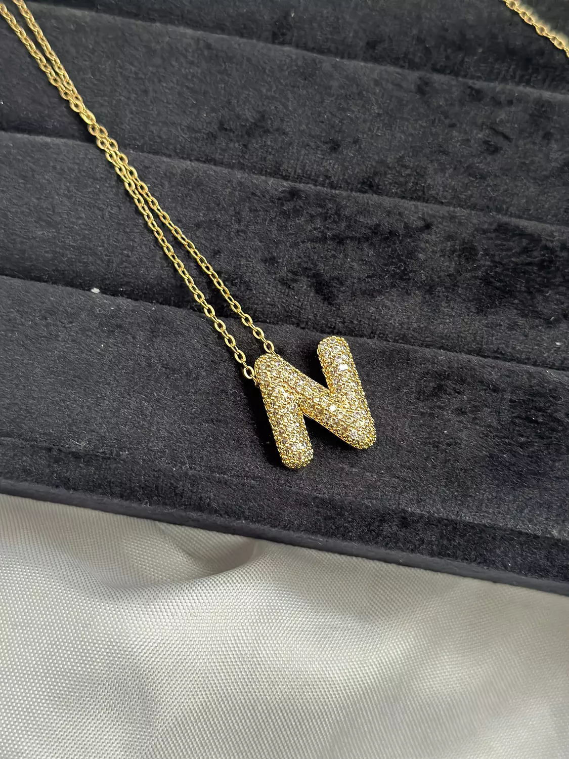 Crystal bubble letter necklace  14