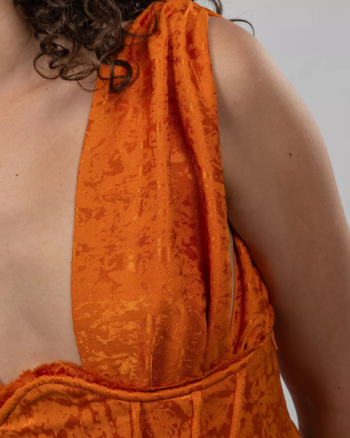Jacquard Silk Satin Corset - Orange 2