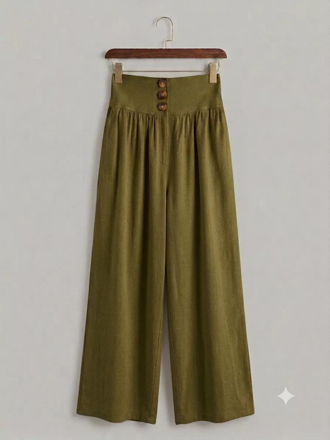 Buttoned High-Waisted Linen Pants 4