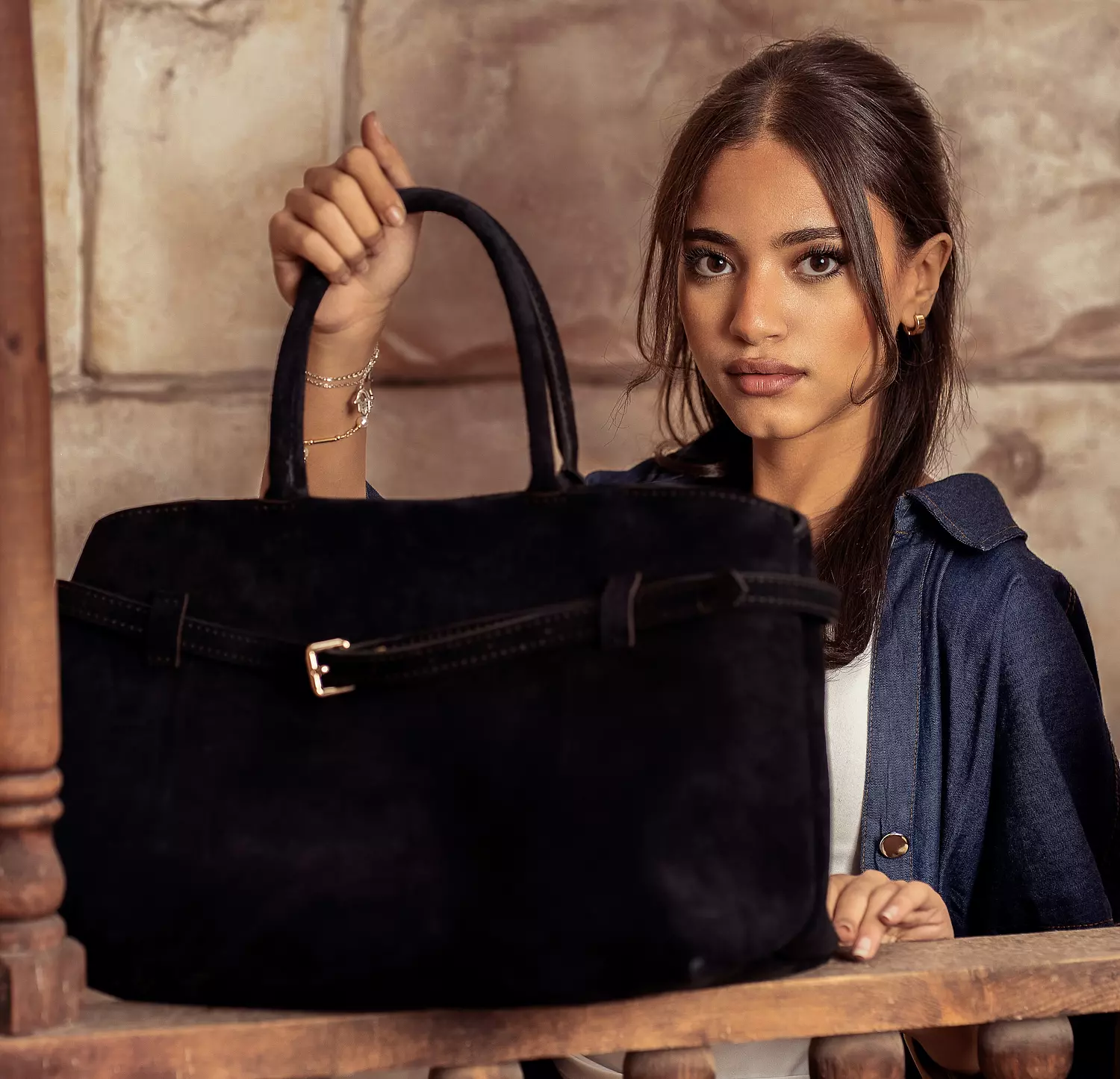 Genuine leather suede, handmade image