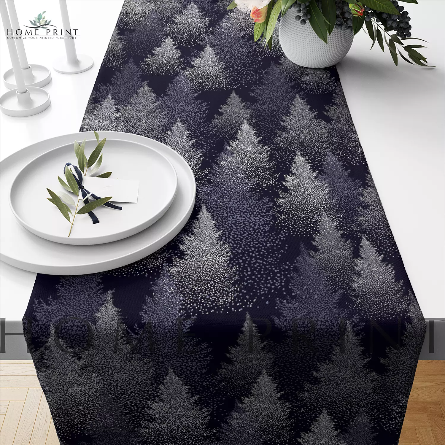 Christmas Runner  - Christmas Trees Design - Multi color image