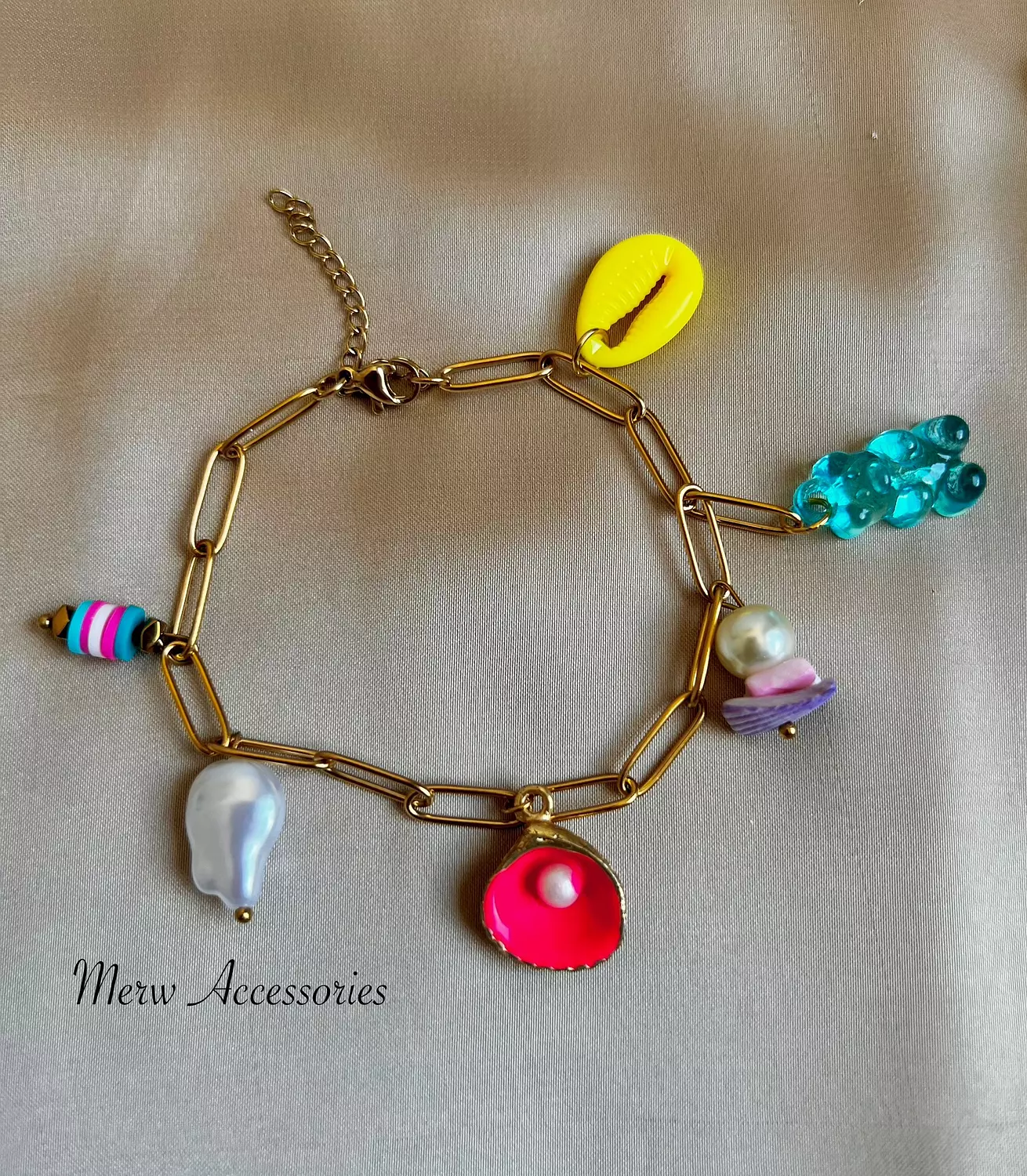 Pink shell anklet  1