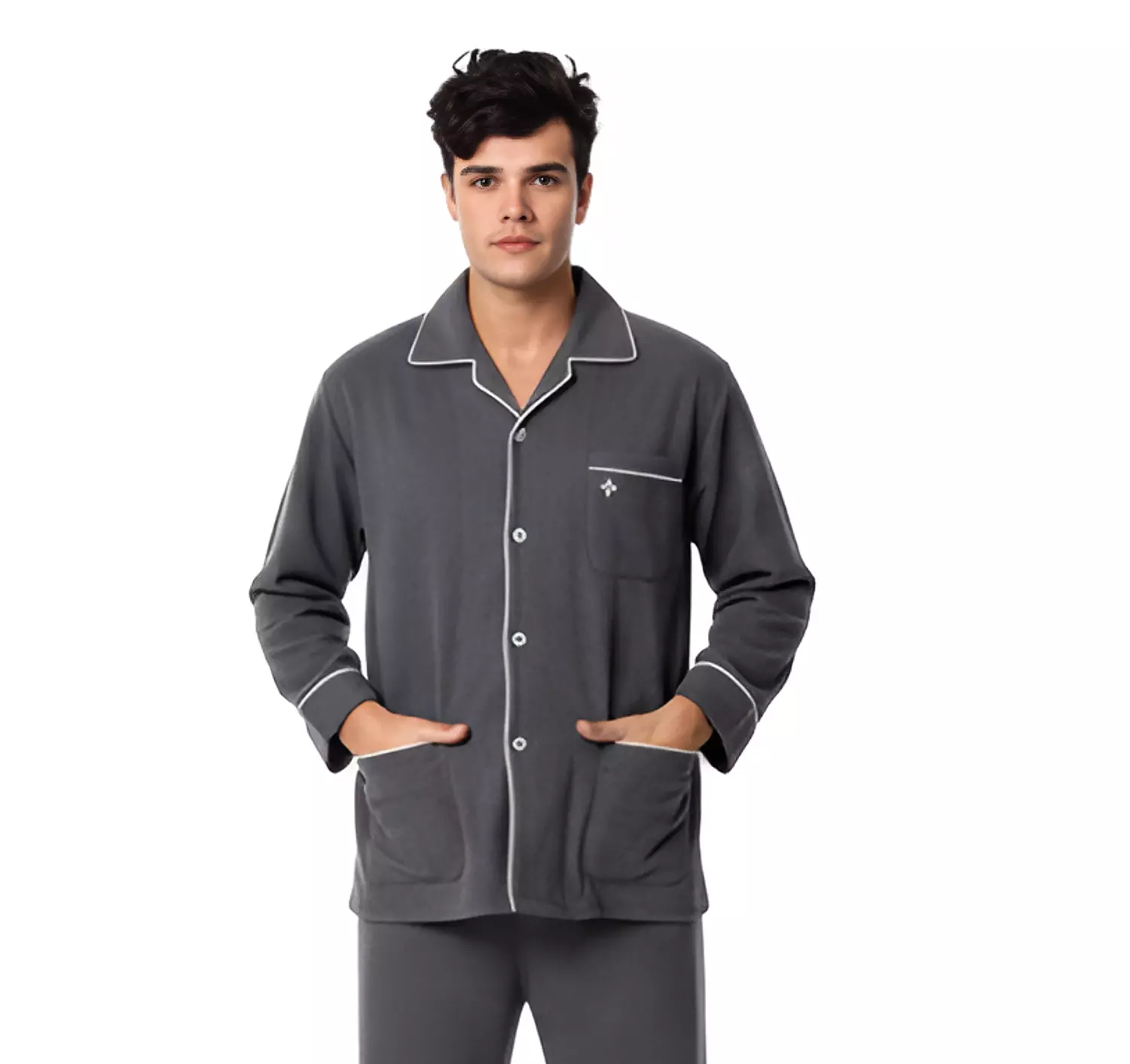 Shorto Classic Basic Viyella Pajama - 2610 - Dark Grey 2