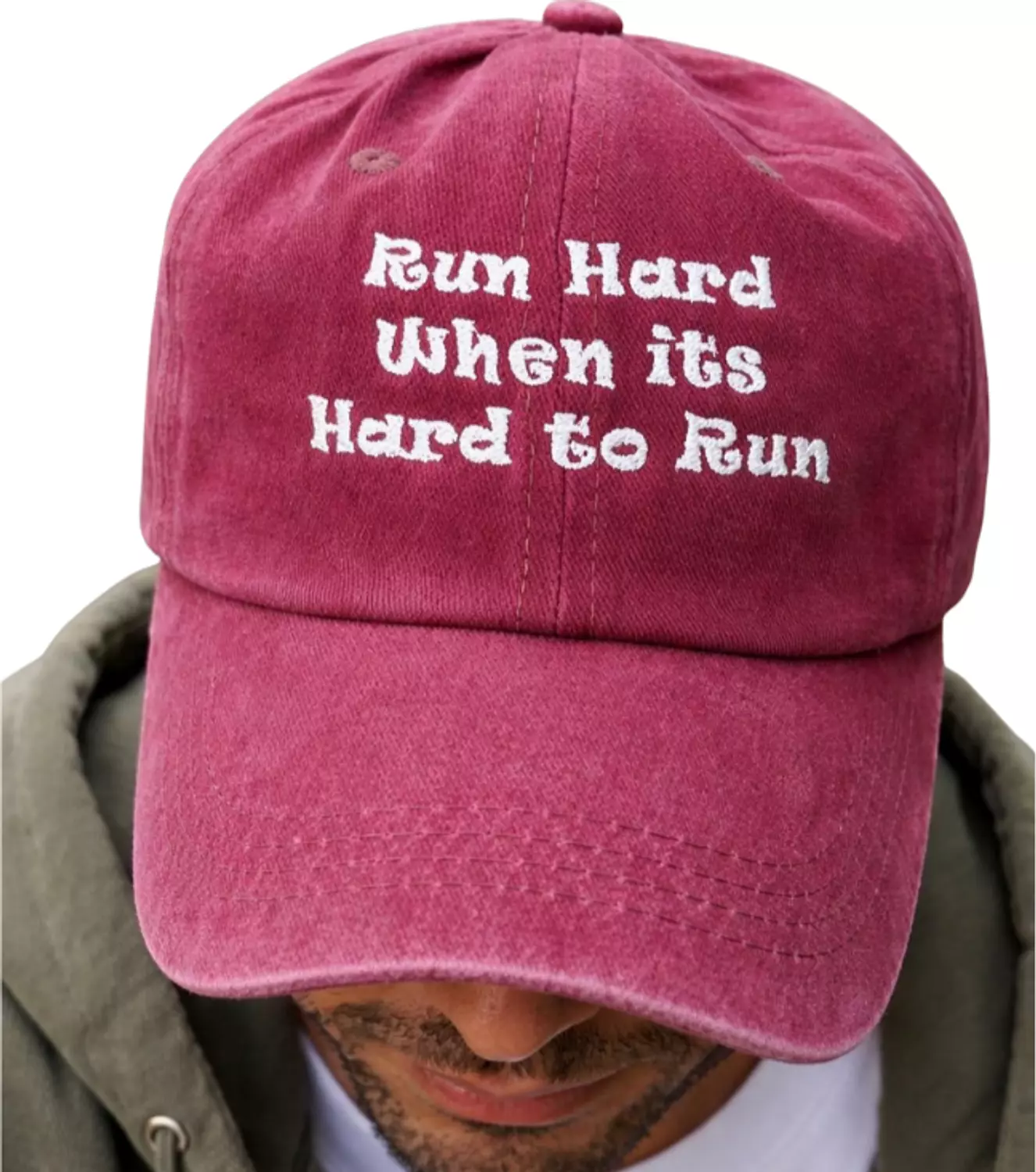 Run Hard Burgundy Washed Cap  hover image